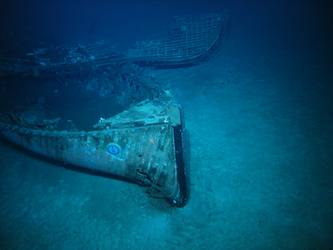 Boat lying across what is believed to be 36-foot motor pinnace
